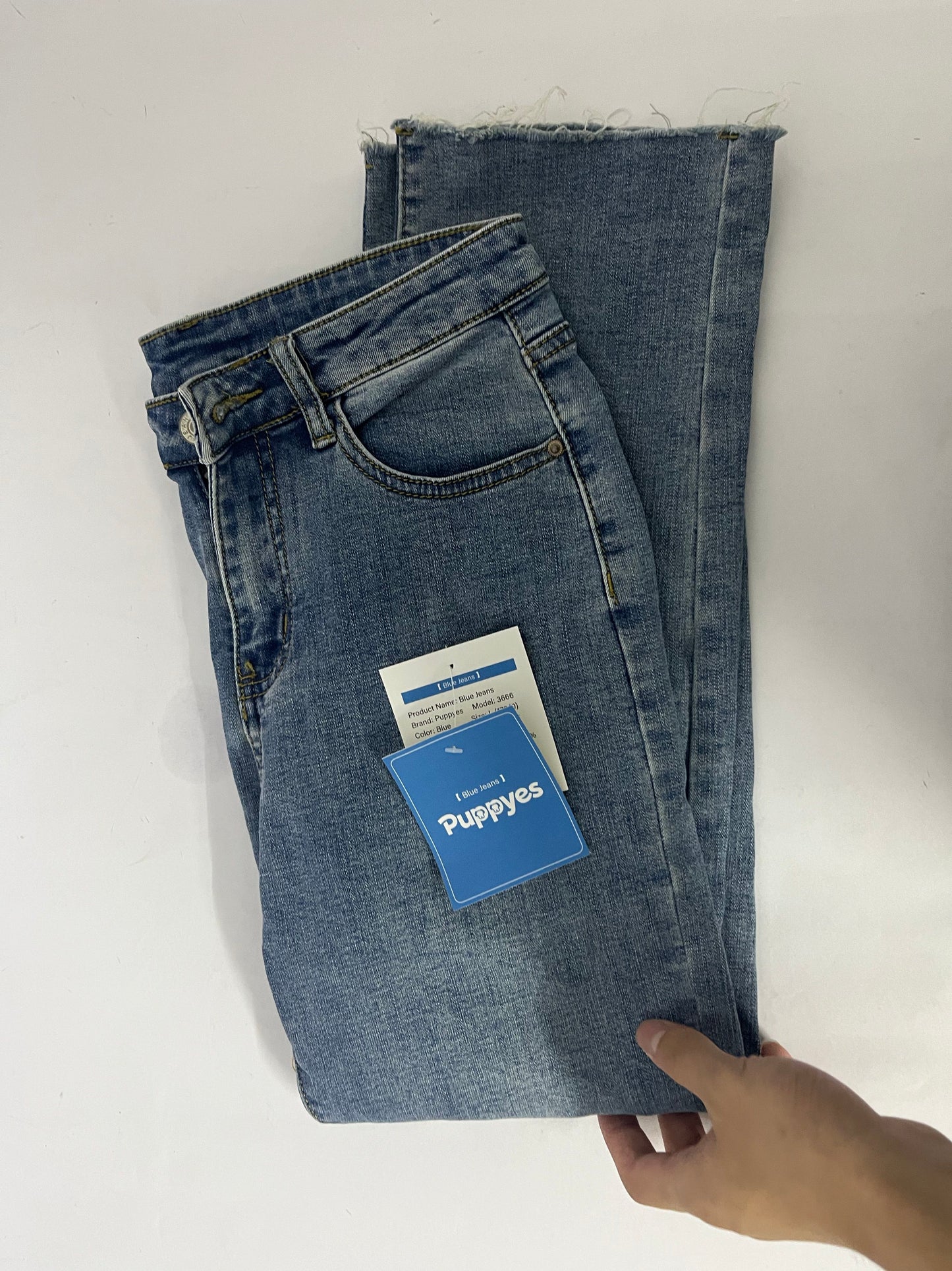 Puppyes Jeans for Women High-Rise Skinny Raw Edge Hem