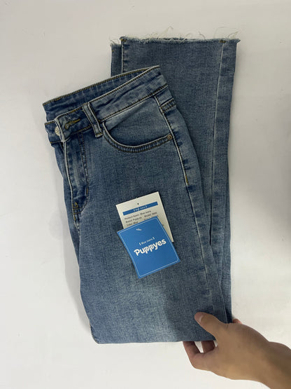 Puppyes Jeans for Women High-Rise Skinny Raw Edge Hem