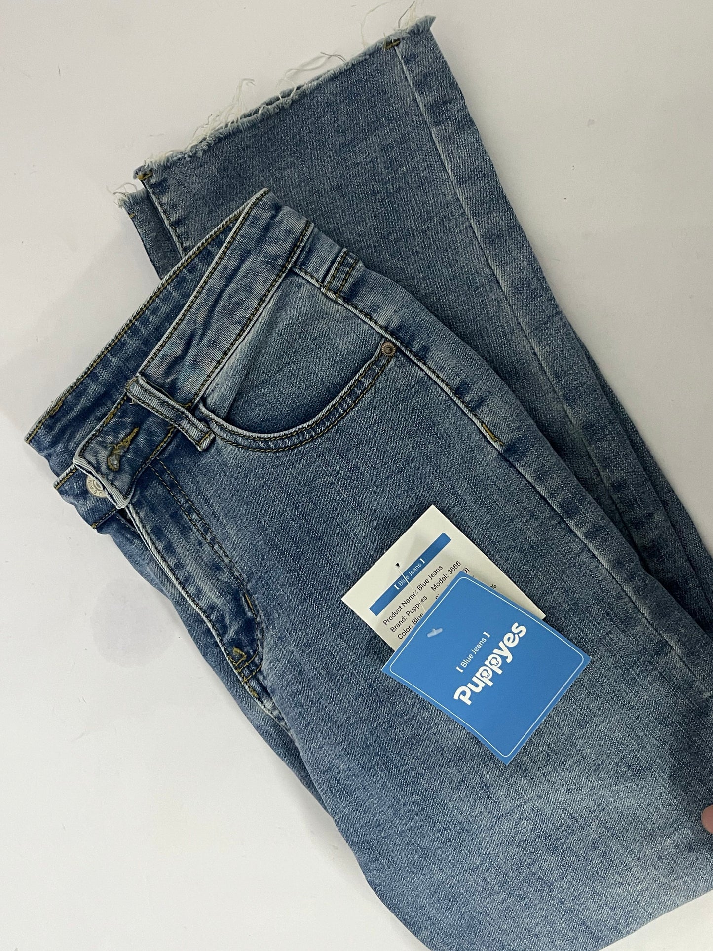 Puppyes Jeans for Women High-Rise Skinny Raw Edge Hem