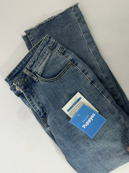 Puppyes Jeans for Women High-Rise Skinny Raw Edge Hem