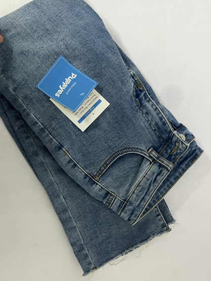 Puppyes  Jeans for Women  High-Rise Skinny Raw Edge Hem