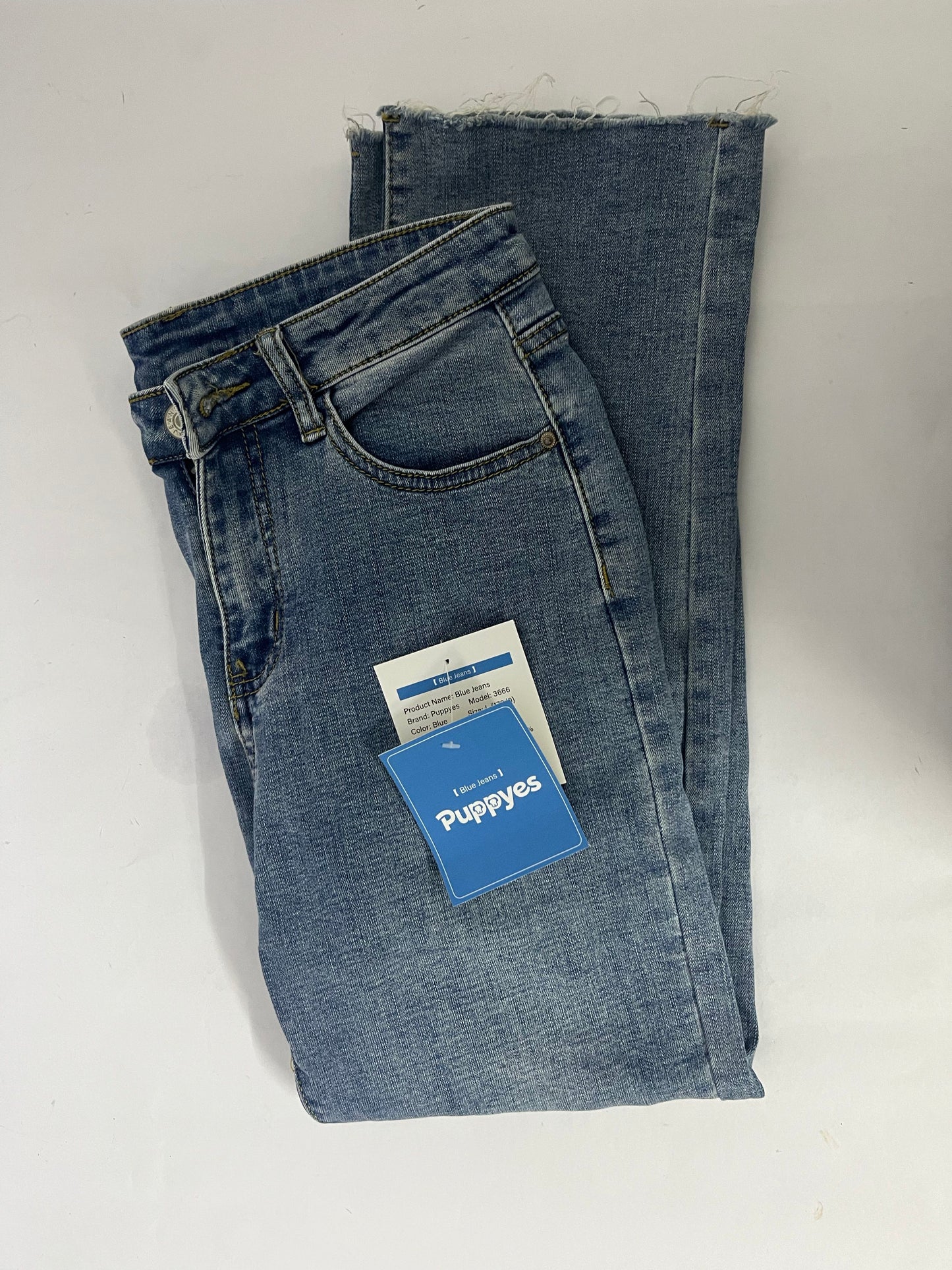 Puppyes Jeans for Women High-Rise Skinny Raw Edge Hem
