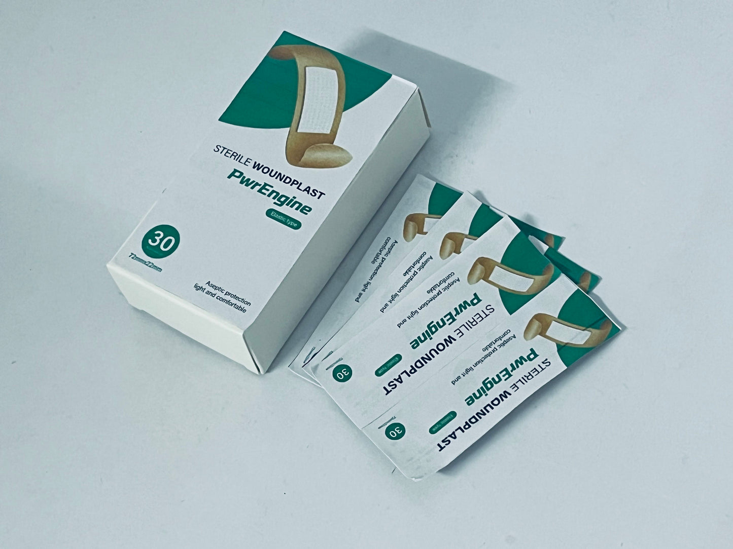 PwrEngine Flexible Fabric Adhesive Bandages, First Aid and Wound Care Supplies, All-One Size, 30 Count
