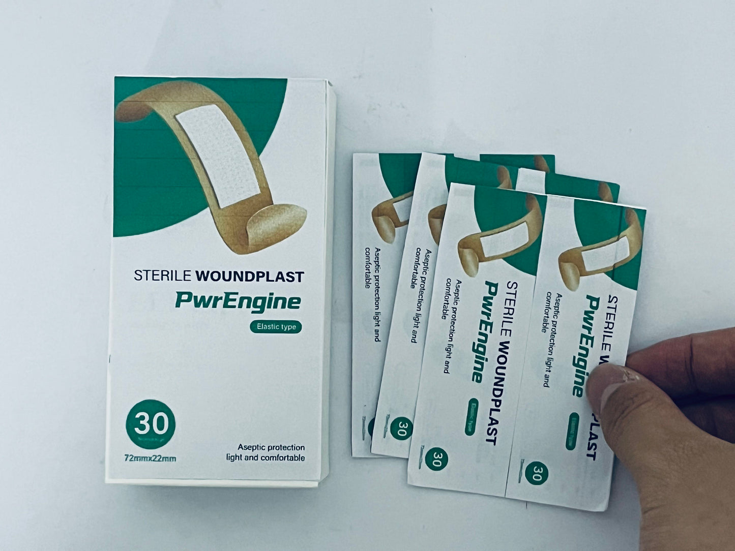 PwrEngine Flexible Fabric Adhesive Bandages, First Aid and Wound Care Supplies, All-One Size, 30 Count