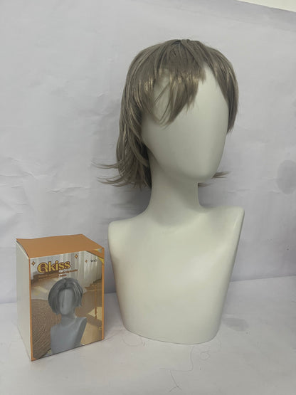 Qkiss Wigs Halloween Anime Role Wig Anime Men Costume Short Bob Mixed Heat Synthetic Hair Wigs for Adult Party Festival Halloween Christmas