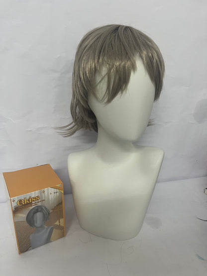 Qkiss Wigs Halloween Anime Role Wig Anime Men Costume Short Bob Mixed Heat Synthetic Hair Wigs for Adult Party Festival Halloween Christmas