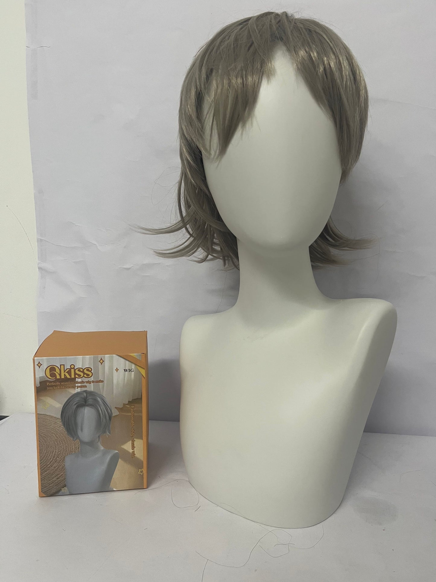 Qkiss Wigs Halloween Anime Role Wig Anime Men Costume Short Bob Mixed Heat Synthetic Hair Wigs for Adult Party Festival Halloween Christmas
