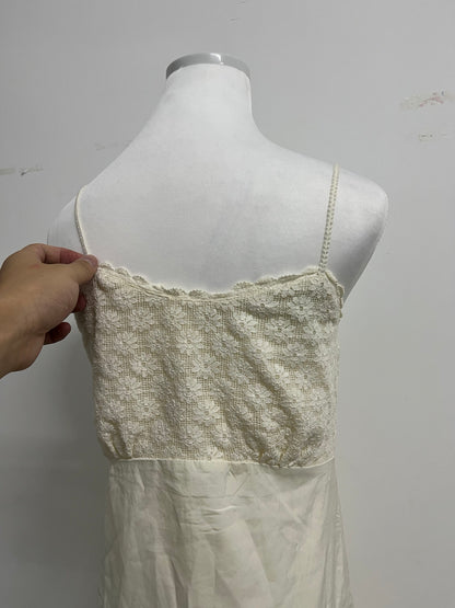 QuarterHorn Spring Cotton Slip Dress Embroidery Gentle Cute Floor Length Dress Summer Beach Spaghetti Strap Sundress