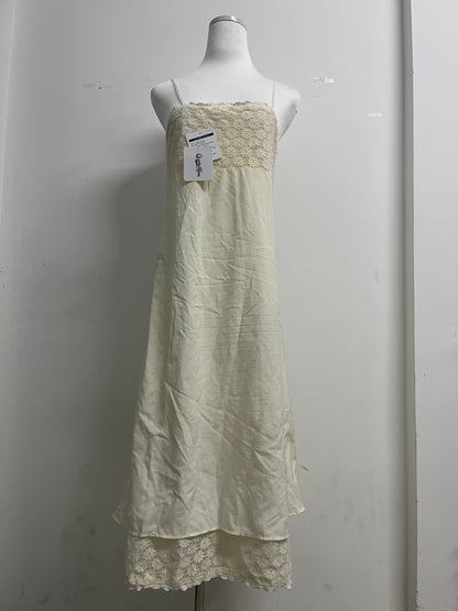 QuarterHorn Spring Cotton Slip Dress Embroidery Gentle Cute Floor Length Dress Summer Beach Spaghetti Strap Sundress