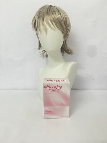 Queenjoy Wigs with Short Hair Straight Brown Hair with Bangs for Daily and Cosplay