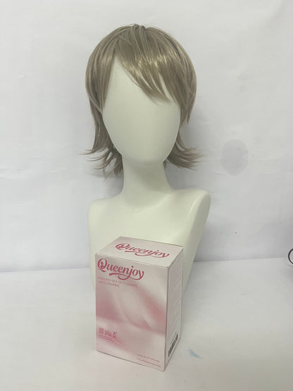 Queenjoy Wigs with Short Hair Straight Brown Hair with Bangs for Daily and Cosplay