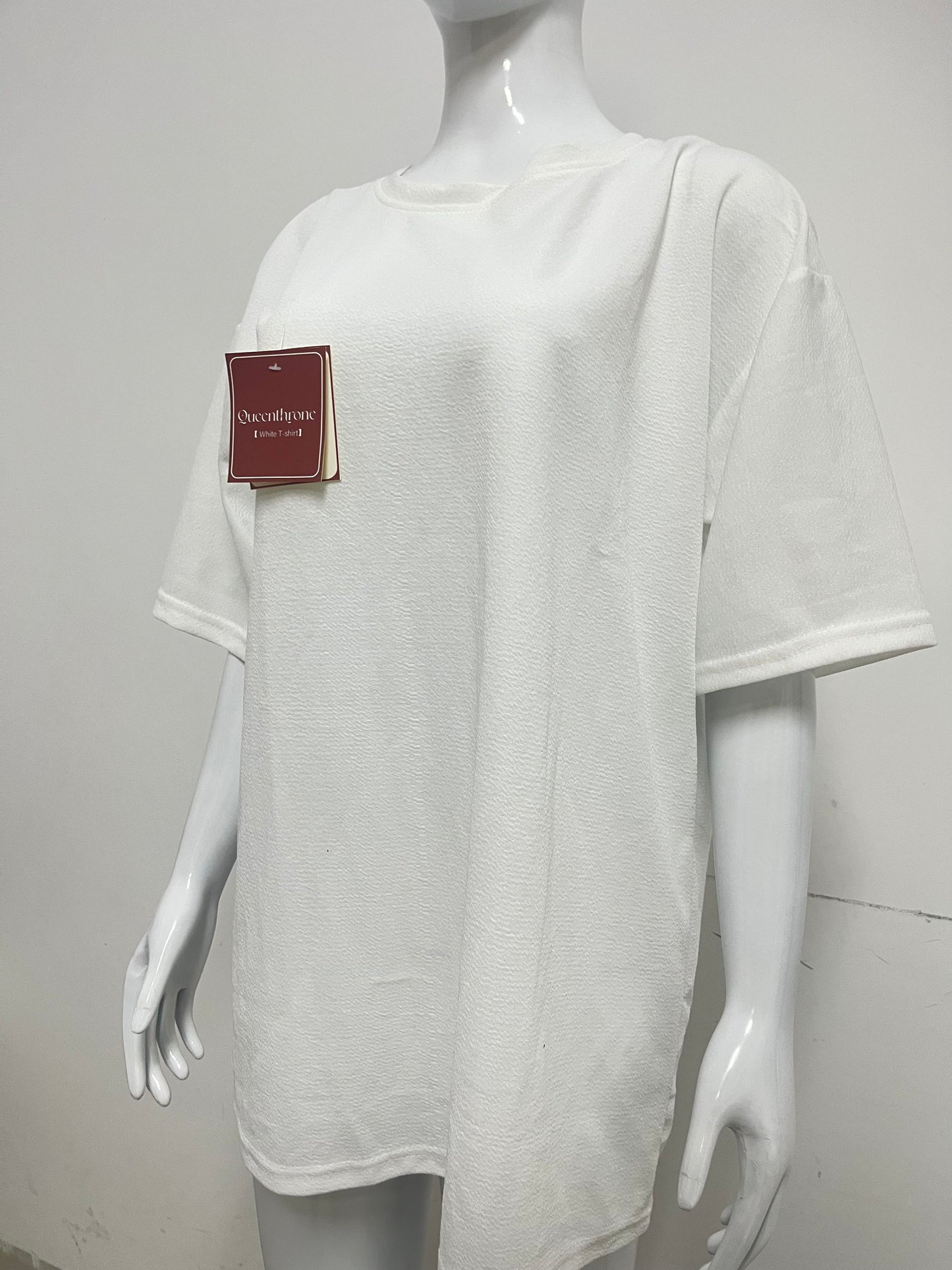 [Queenthrone T-shirts]——Pure Cotton Textured Loose T-Shirt - Versatile Basic Top