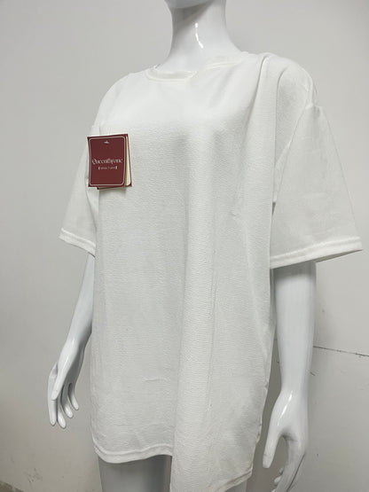 [Queenthrone T-shirts]——Pure Cotton Textured Loose T-Shirt - Versatile Basic Top