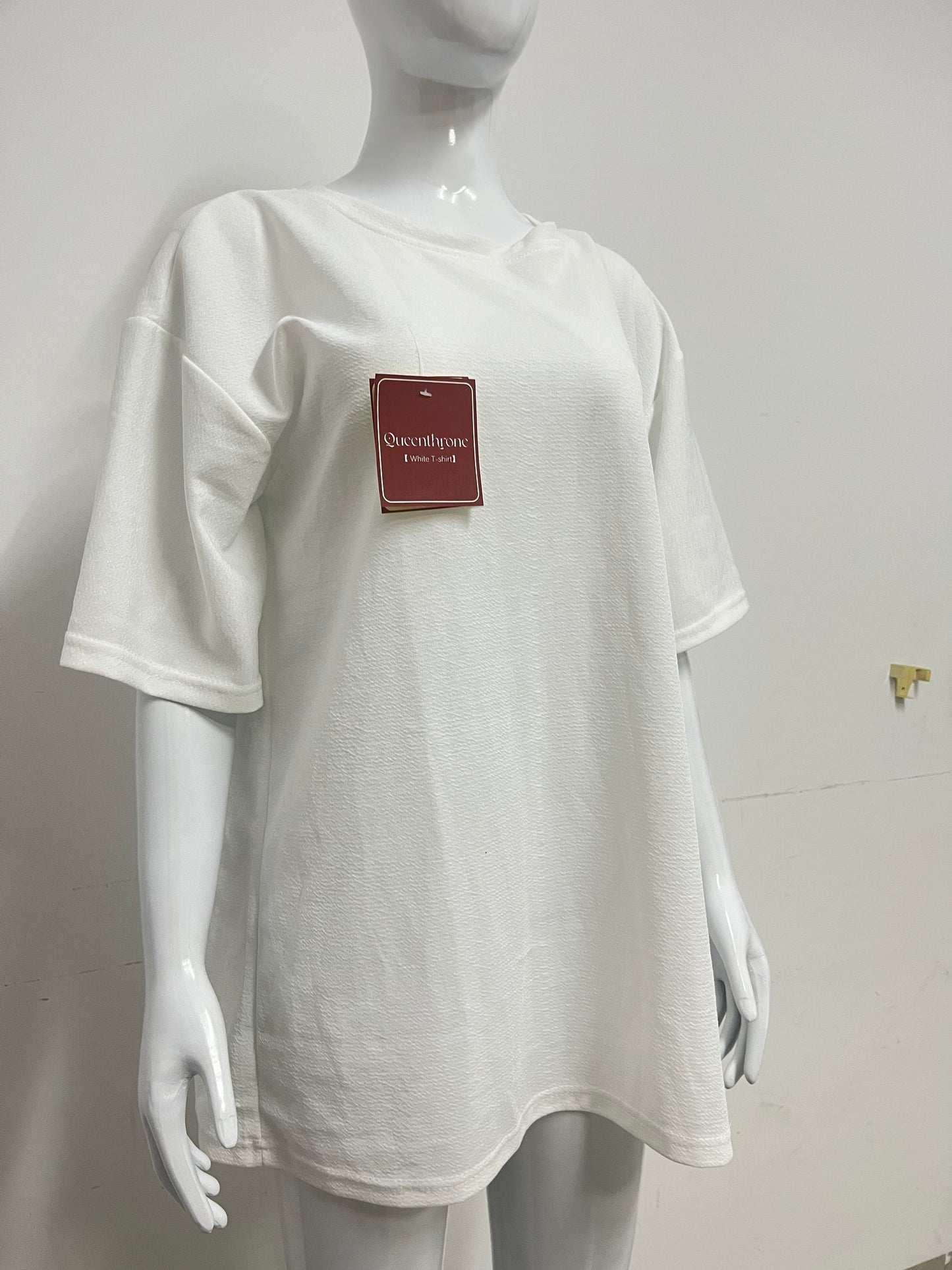[Queenthrone T-shirts]——Pure Cotton Textured Loose T-Shirt - Versatile Basic Top
