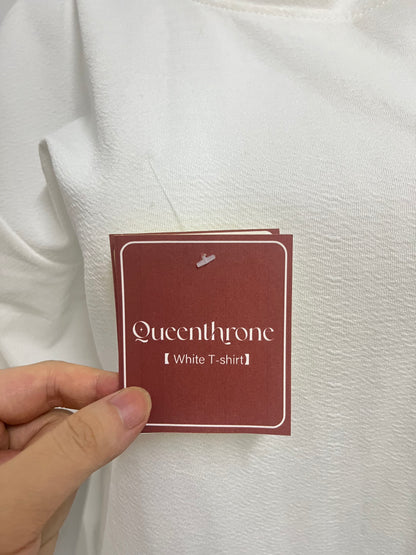 [Queenthrone T-shirts]——Pure Cotton Textured Loose T-Shirt - Versatile Basic Top