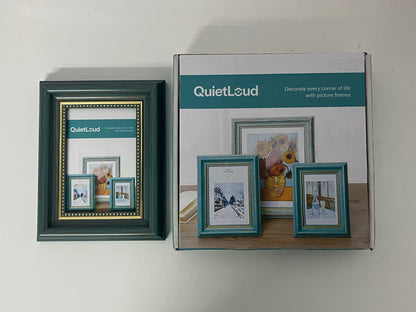 [QuietLoud Picture frames]-Vintage Distressed Photo Frame - Luxury Gold-Trimmed Tabletop Frame