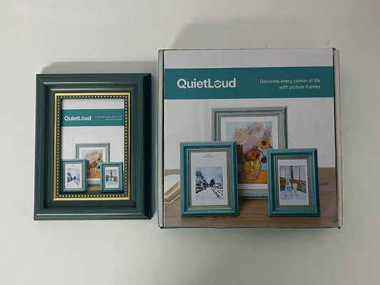 [QuietLoud Picture frames]-Vintage Distressed Photo Frame - Luxury Gold-Trimmed Tabletop Frame