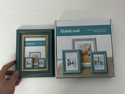 [QuietLoud Picture frames]-Vintage Distressed Photo Frame - Luxury Gold-Trimmed Tabletop Frame