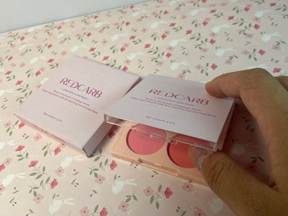 REDCARB Blush 4-pan blush with dimensions 2.5 x 4 (cm/inches),Cruelty-Free Matte Pink and Orange Powder,Shimmer Illuminator Highlighters for a Glowing Look
