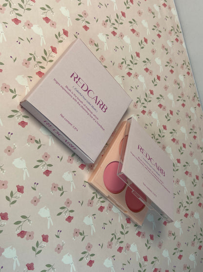REDCARB Blush 4-pan blush with dimensions 2.5 x 4 (cm/inches),Cruelty-Free Matte Pink and Orange Powder,Shimmer Illuminator Highlighters for a Glowing Look