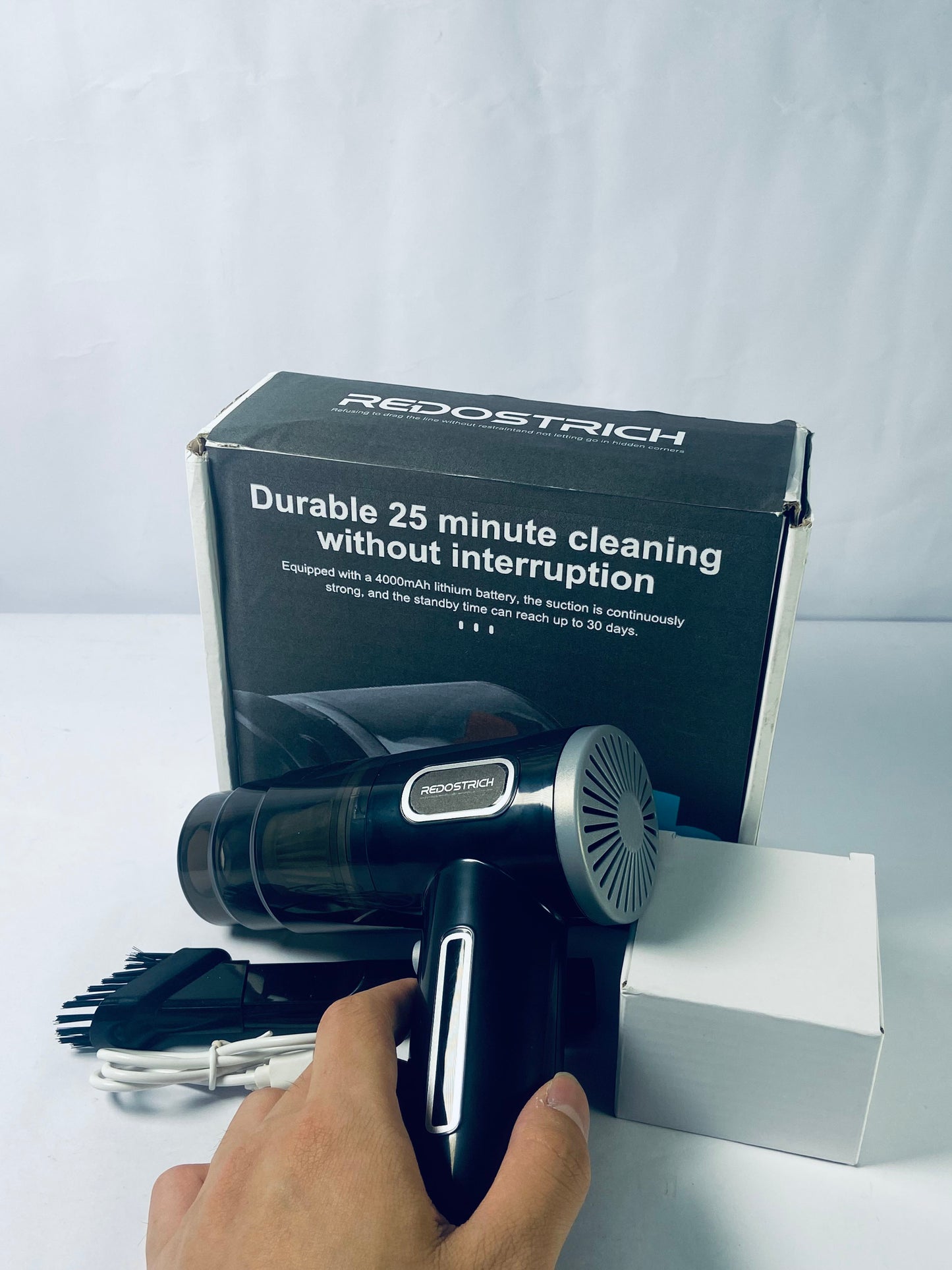 REDOSTRICH Mini Vacuum Cleaner for,2 in 1 Keyboard Vacuum Cleaner Wireless Handheld,Car Vacuum with Brushless Motor High Power 120W Rechargeable Easy to Clean Car Interior (Black)