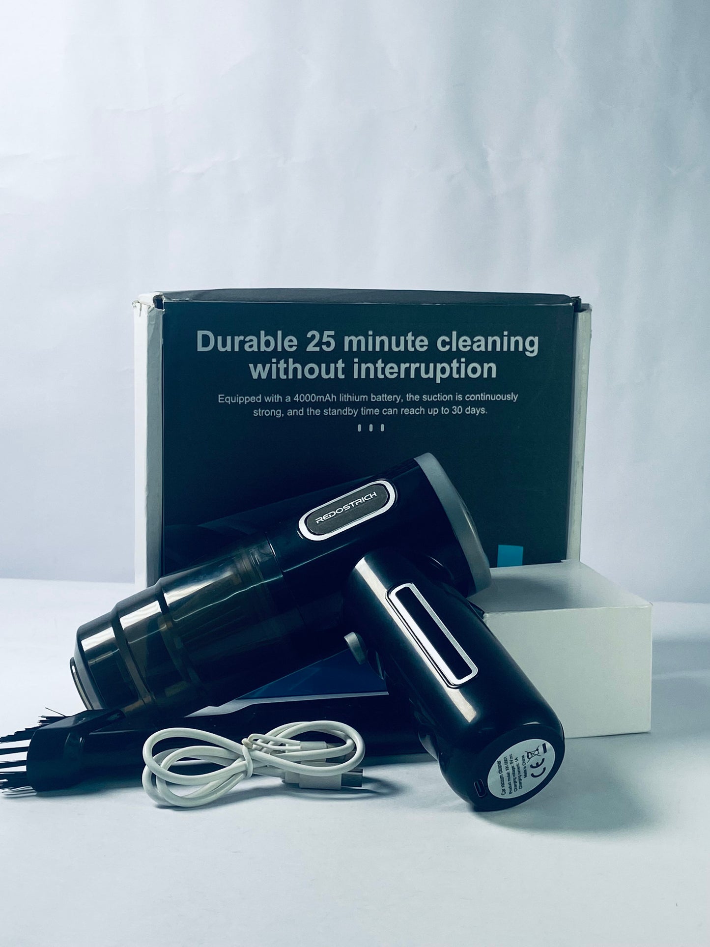 REDOSTRICH Mini Vacuum Cleaner for,2 in 1 Keyboard Vacuum Cleaner Wireless Handheld,Car Vacuum with Brushless Motor High Power 120W Rechargeable Easy to Clean Car Interior (Black)