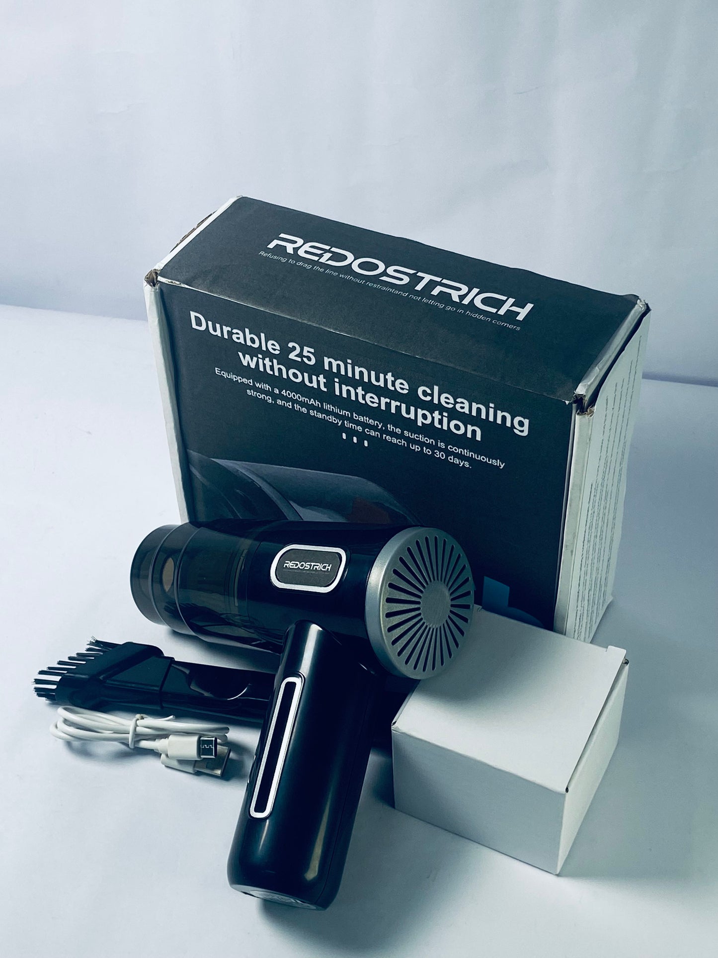 REDOSTRICH Mini Vacuum Cleaner for,2 in 1 Keyboard Vacuum Cleaner Wireless Handheld,Car Vacuum with Brushless Motor High Power 120W Rechargeable Easy to Clean Car Interior (Black)