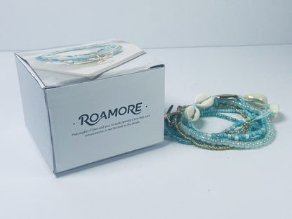 ROAMORE Shell Anklet for Women Layered Pearl Anklets Bracelets for Summer Beach Party Prom Adjustable for Women Girls Gold Boho Seashell