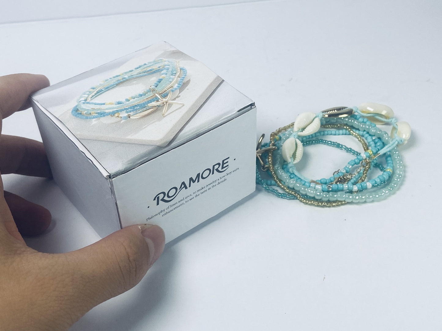 ROAMORE Shell Anklet for Women Layered Pearl Anklets Bracelets for Summer Beach Party Prom Adjustable for Women Girls Gold Boho Seashell