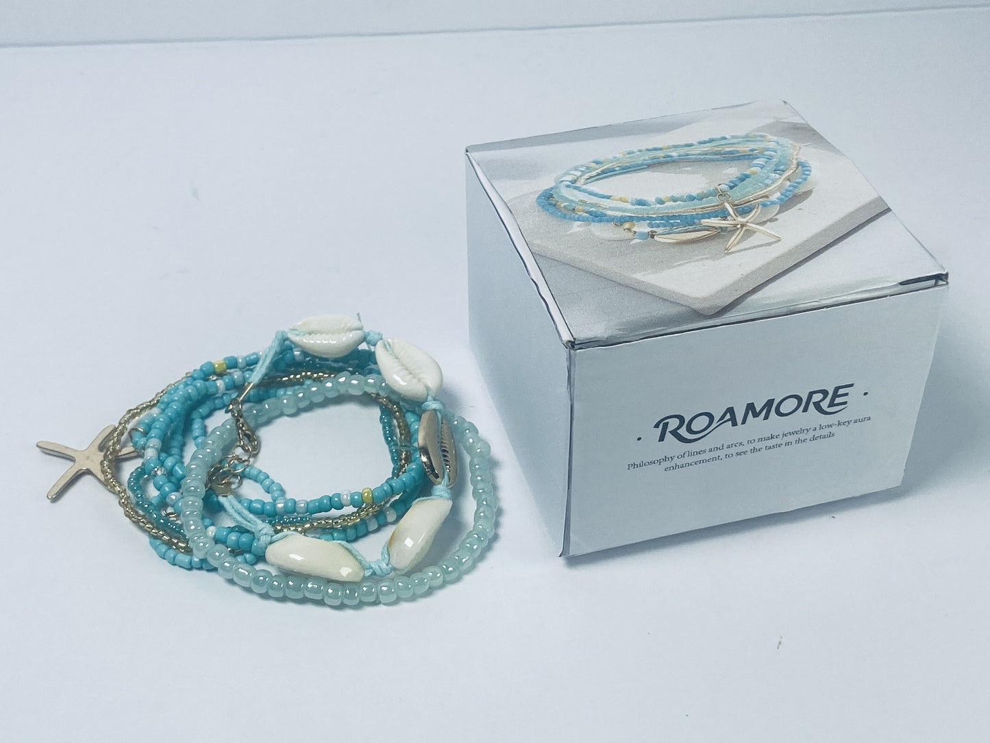 ROAMORE Shell Anklet for Women Layered Pearl Anklets Bracelets for Summer Beach Party Prom Adjustable for Women Girls Gold Boho Seashell
