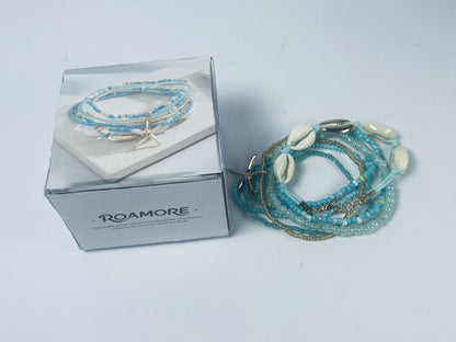 ROAMORE Shell Anklet for Women Layered Pearl Anklets Bracelets for Summer Beach Party Prom Adjustable for Women Girls Gold Boho Seashell