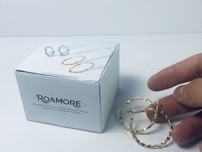 ROAMORE Temperament Golden Earrings Hoop hollow Earrings Irregular Geometry Earrings Sparkling Design