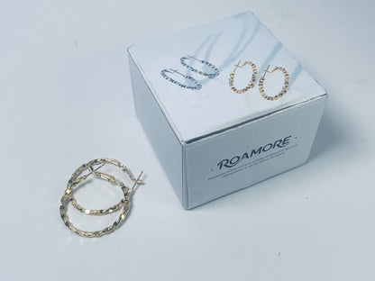 ROAMORE Temperament Golden Earrings Hoop hollow Earrings Irregular Geometry Earrings Sparkling Design