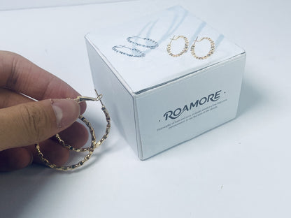 ROAMORE Temperament Golden Earrings Hoop hollow Earrings Irregular Geometry Earrings Sparkling Design