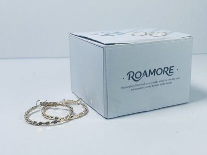 ROAMORE Temperament Golden Earrings Hoop hollow Earrings Irregular Geometry Earrings Sparkling Design