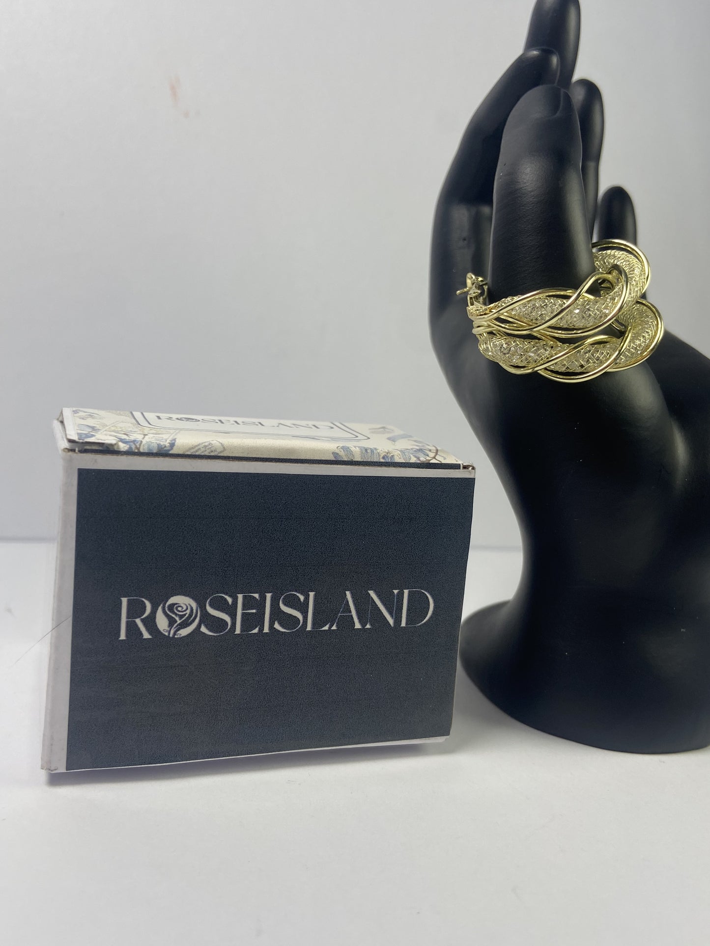 ROSEISLAND Ear studs Gold Plated Hoop Earrings for Women Twisted Hoop Earrings Dainty Chunky Thick Hoops Earring Elegant Sparkling Hollow Out Twisted Mesh Earrings Birthday Valentine's Day Jewelry Gifts
