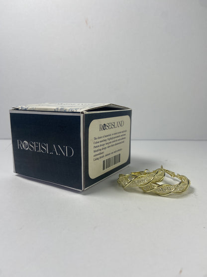 ROSEISLAND Ear studs Gold Plated Hoop Earrings for Women Twisted Hoop Earrings Dainty Chunky Thick Hoops Earring Elegant Sparkling Hollow Out Twisted Mesh Earrings Birthday Valentine's Day Jewelry Gifts