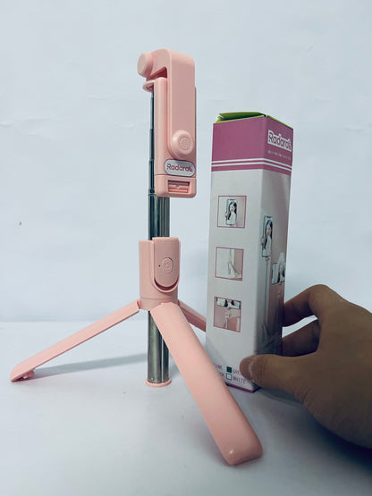 Radarat Selfie Stick Travel Tripod for Cell Phone,Phone Holder, Extendable Selfie Stick for iPhone, iPhone Tripod for Video Recording, Pink