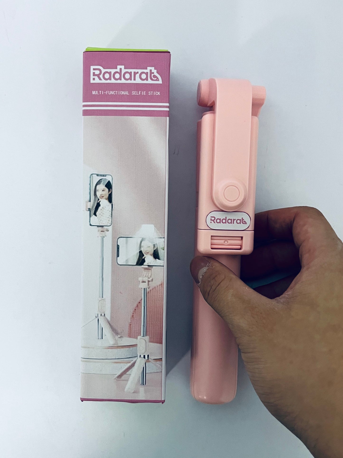 Radarat Selfie Stick Travel Tripod for Cell Phone,Phone Holder, Extendable Selfie Stick for iPhone, iPhone Tripod for Video Recording, Pink