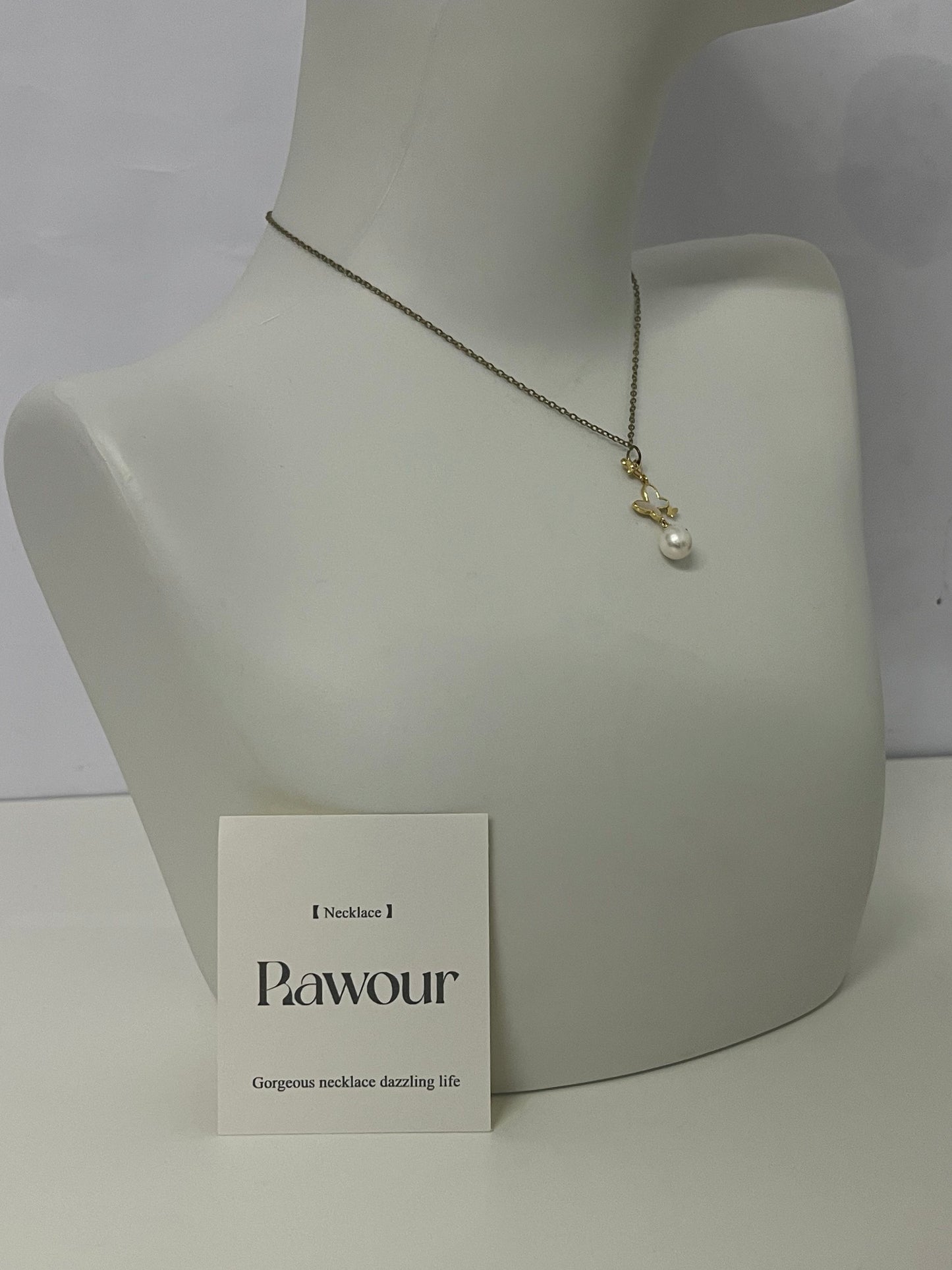 [Rawour Necklaces [jewellery]]——Rawour Minimalist Pearl Pendant Necklace - Light Luxury Vintage Clavicle Chain