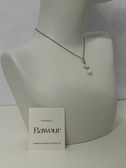[Rawour Necklaces [jewellery]]——Rawour Minimalist Pearl Pendant Necklace - Light Luxury Vintage Clavicle Chain