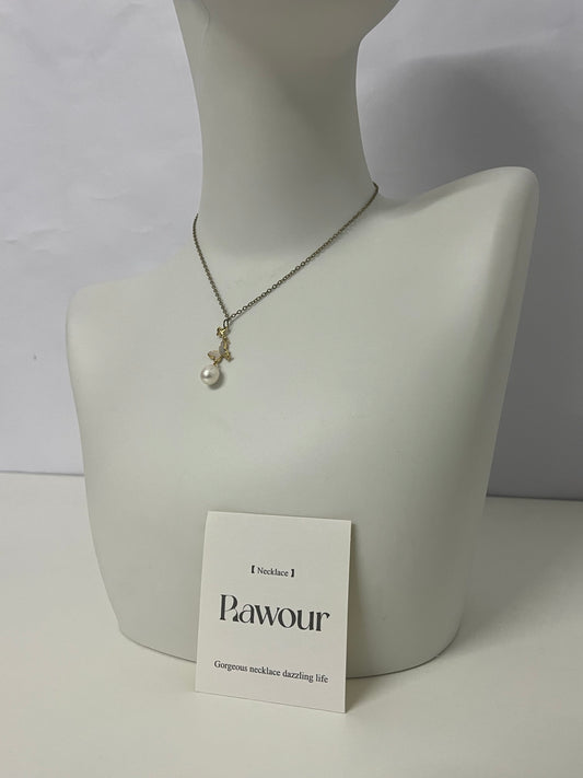 [Rawour Necklaces [jewellery]]——Rawour Minimalist Pearl Pendant Necklace - Light Luxury Vintage Clavicle Chain