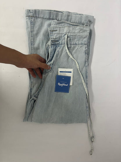 ReadAloud Light Wash Drawstring Denim Pants - Casual Women's Pants