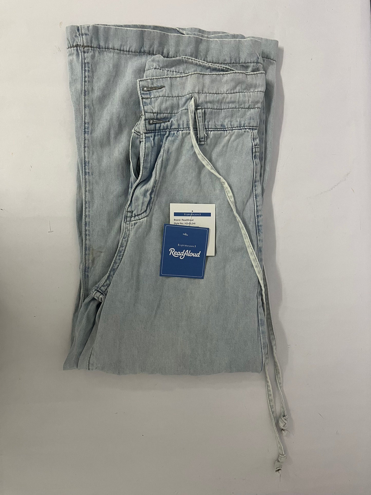 ReadAloud Light Wash Drawstring Denim Pants - Casual Women's Pants