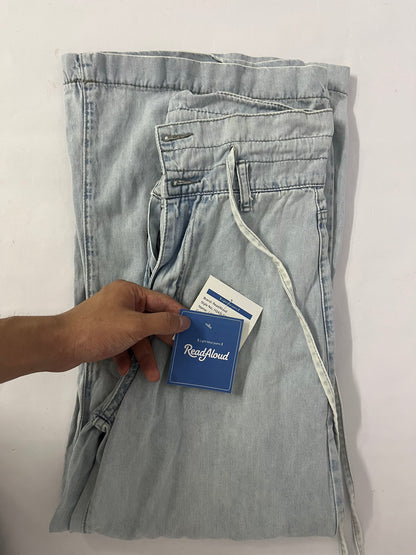 ReadAloud Light Wash Drawstring Denim Pants - Casual Women's Pants