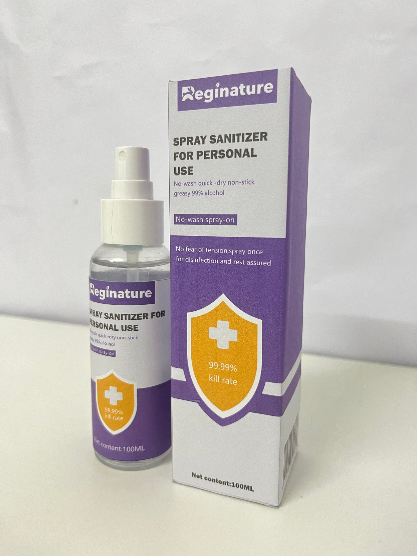 Reginature 99% Alcohol Personal Spray Sanitizer - No-Wash Quick-Dry Portable Disinfectant Spray (100ML)