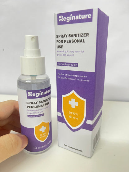 Reginature 99% Alcohol Personal Spray Sanitizer - No-Wash Quick-Dry Portable Disinfectant Spray (100ML)