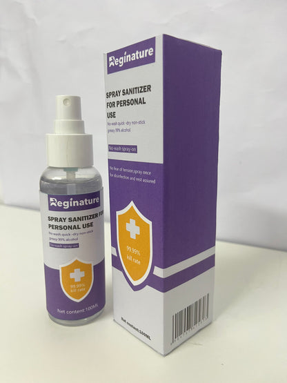 Reginature 99% Alcohol Personal Spray Sanitizer - No-Wash Quick-Dry Portable Disinfectant Spray (100ML)