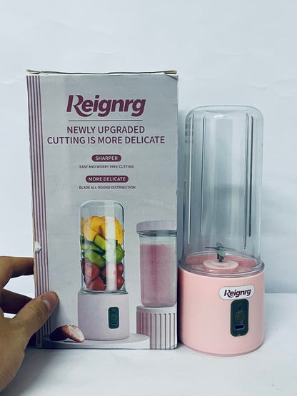 Reignrg Mini Portable Juicer Electric Wireless USB Charging 4 Leaf Blade Small Juicer Cup for Fresh Juice Milkshake at Home Office School Outdoors ABS PC Material 300ml Capacity