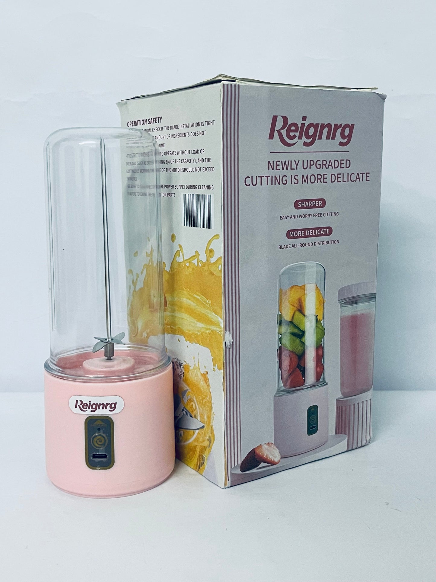 Reignrg Mini Portable Juicer Electric Wireless USB Charging 4 Leaf Blade Small Juicer Cup for Fresh Juice Milkshake at Home Office School Outdoors ABS PC Material 300ml Capacity